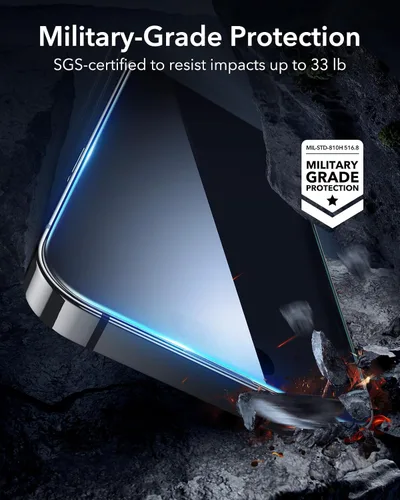 Vista 6 de ESR Paquete de 3 para iPhone 14 Pro Protector de Pantalla de Privacidad, Protector de Pantalla de Privacidad de Vidrio Templado Anti-espía