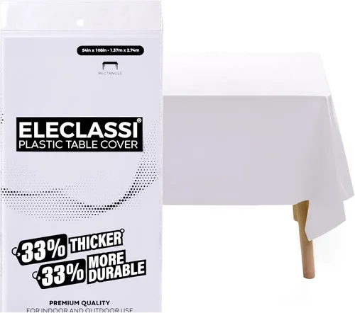 Vista 28 de Eleclassi Negro Paquete de 12 Manteles Redondos de Plástico Desechables Premium - Manteles de Mesa de Plástico Redondos de 84 Pulgadas para Fiestas