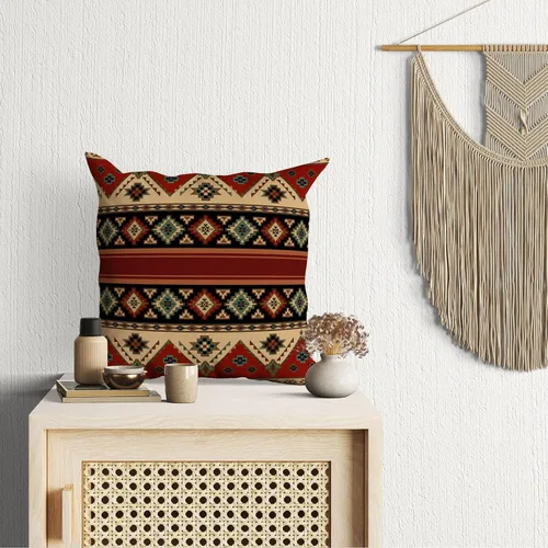 Vista 4 de Fundas de almohada étnicas tribales, decoración occidental, estilo bohemio, azteca, rojo y negro, fundas de almohada para decoración del hogar al