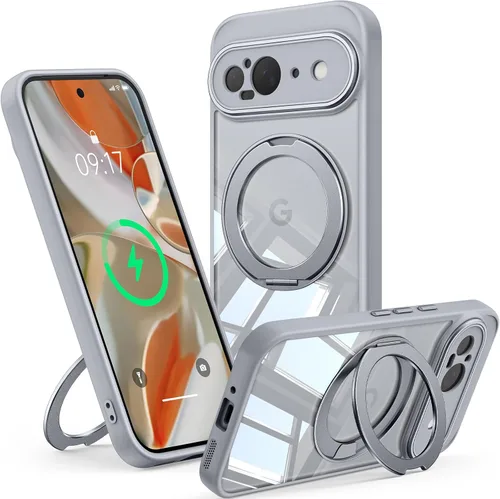 Vista 49 de 【Soporte magnético giratorio de 360°】 Funda para Google Pixel 8A 【Compatible con MagSafe y Pixelsnap】 Funda con soporte de anillo 【Transparente sin