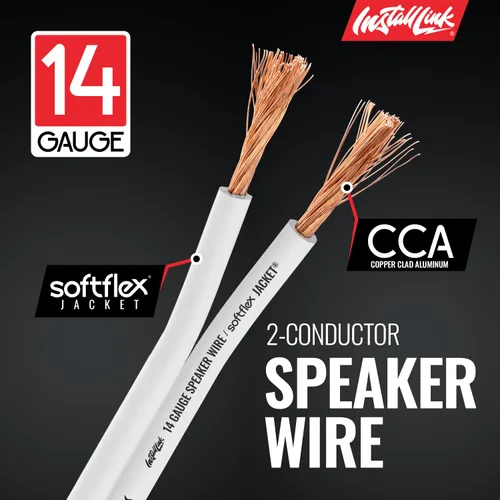 Vista 7 de Install Link Cable de altavoz de calibre 14 (blanco) para cable de audio de automóvil, hogar o RV, 100 pies, CCA 14/2 Speaker Cable, 2-Conductor