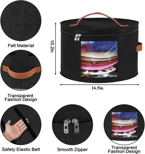Vista 6 de Memfish Caja de sombreros para mujer, cajas de almacenamiento de 16.93 pulgadas de profundidad x 10.24 pulgadas de alto, organizador grande