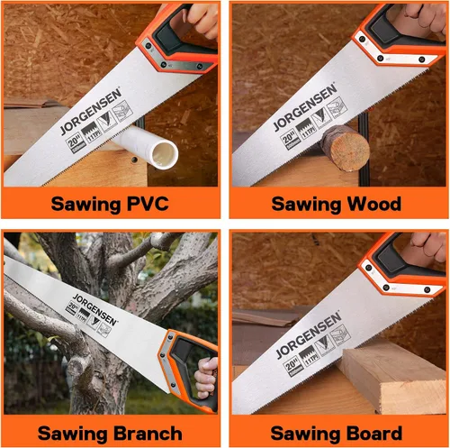 Vista 9 de JORGENSEN Sierra de mano Pro de 20 pulgadas, 11 TPI de corte fino ergonómica con mango de aluminio no deslizante por soldadura ultrasónica