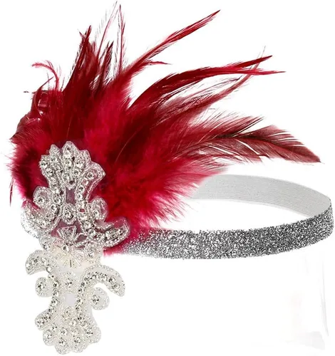 Vista 13 de Roaring 20s Great Gatsby - Diadema estilo flapper para mujer, estilo Art Deco de los años 20, con plumas A azul