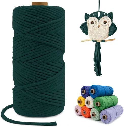 Vista 103 de Cuerda de macramé de una sola hebra de 0.197 in x 110 yardas, cuerda de macramé de algodón natural de 0.197 in, cuerda de algodón grueso para colgar