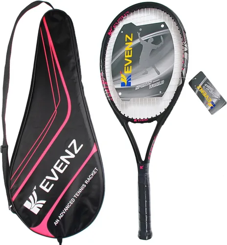 Vista 3 de KEVENZ Raqueta de tenis para adultos, raqueta de tenis de fibra de carbono con bolsa de transporte, peso ligero y resistente a los golpes