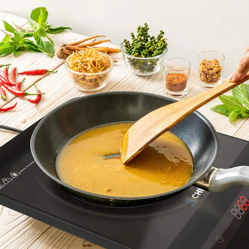 Vista 6 de Cheftop - Quemadores de inducción portátiles de inducción de 120 V, parte superior de cerámica digital con bloqueo de seguridad para niños, 1800