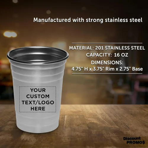 Vista 4 de Vasos de cerveza de acero inoxidable personalizados de 16 onzas, juego de 10/50/100, paquete personalizado a granel, perfecto para fiestas