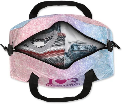 Vista 5 de Bolsa de baile personalizada para niña, bolsa de lona deportiva personalizada, bolsas de fin de semana, bolsa de viaje para gimnasia y teñido