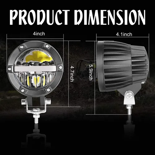 Vista 2 de Luces LED de luz de haz alto y bajo, barra de luz redonda todoterreno, 2 unidades, 120 W, cubo de luz LED, luces superbrillantes para camión, ATV