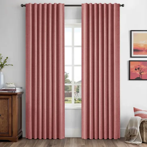 Vista 45 de MIULEE Cortinas de lino 100% opacas para dormitorio, marfil sólido, decoración de lujo, aislamiento térmico, cortinas oscurecedoras para sala