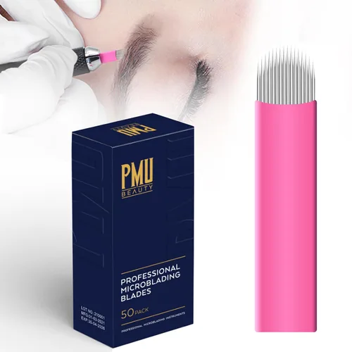 Vista 10 de 50PCS Nano Microblading Blades 12 agujas planas curvadas del tatuaje de la ceja