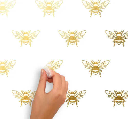 Vista 4 de RoomMates RMK4957SCS Gold Bee - Calcomanías de pared para despegar y pegar