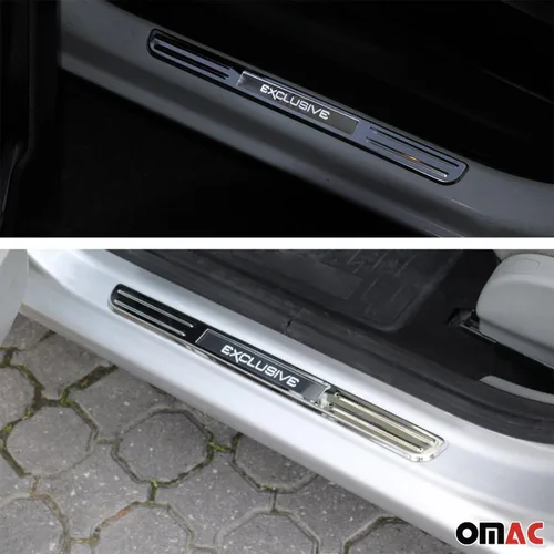 Vista 8 de OMAC Protector de placa de umbral de puerta para VW Tiguan 2018-24 exclusivo acero inoxidable