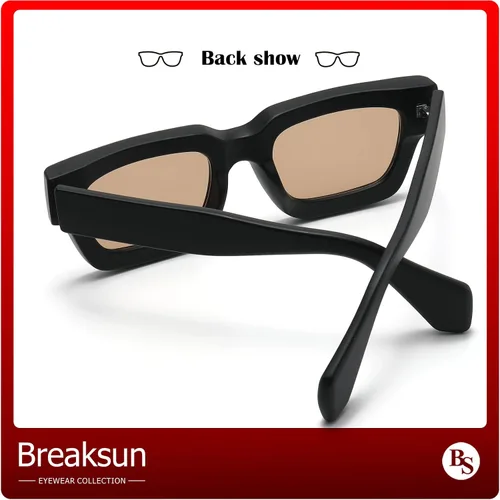 Vista 6 de Breaksun Gafas de sol rectangulares gruesas para mujeres y hombres, lentes de sol cuadrados gruesos de los años 90, lentes de sol de cara pequeña