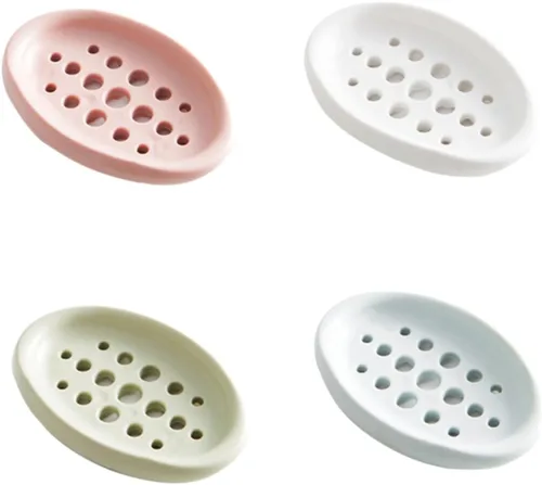 Vista 6 de Zerodeko Caja de jabón ovalada de silicona para jabón de lavandería y escurridor de cepillos para ducha y baño