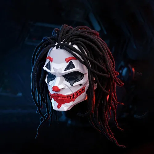 Vista 9 de Máscara de payaso para carnaval, fiesta de Halloween, disfraz de anime, accesorios de exposición Blanco