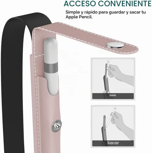 Vista 6 de MoKo Soporte para lápiz para Apple Pencil Pro, Apple Pencil de 1ª/2ª generación, iPencil (USB-C), Funda de cuero PU para lápiz de iPad con hebilla