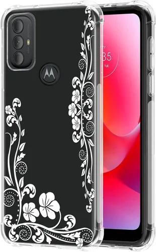 Vista 9 de Funda transparente floral para Moto G Power 2022/Moto G Pure para mujeres/niñas, bonita funda de teléfono, diseño de flores, delgada, suave