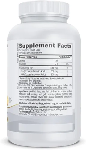 Vista 2 de Nordic Naturals ProEPA, Limón - 120 geles blandos - 1210 mg Omega-3 - Fórmula EPA de alta intensidad para un estado de ánimo saludable, salud