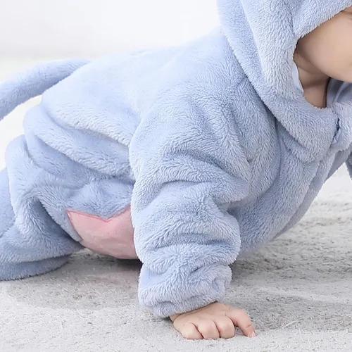 Vista 6 de Omkzanbi Disfraz de Halloween para bebé niña y niño, lindo animal de granja, con cremallera, enterizo de franela con capucha para niños pequeños
