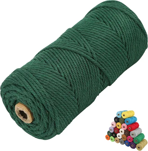 Vista 40 de Cordón de algodón para macramé, hilo torcido de 4 capas, cuerda de algodón natural, suministros perfectos de macramé, para hacer soportes colgantes