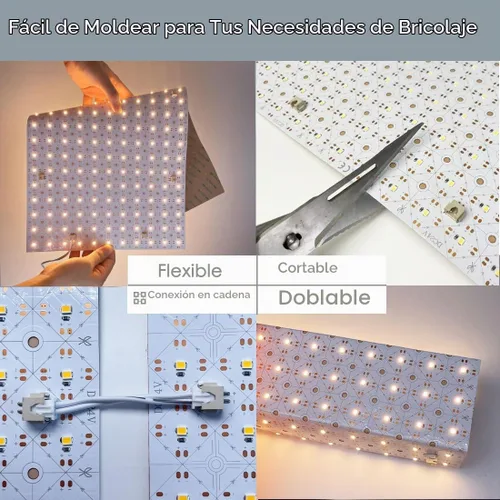Vista 4 de Paquete de 4 hojas de retroiluminación LED de 24 V, 36 W, 3000 K, blanco cálido, 19.3 x 9.6 pulgadas cada unidad, panel LED flexible regulable