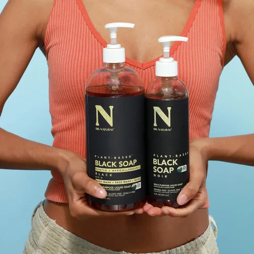 Vista 6 de Dr. Natural jabón puro negro con vitamina E y manteca de karité, 32 oz
