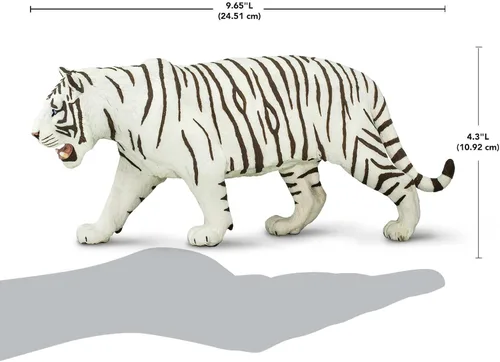 Vista 3 de Safari Ltd. Figura de tigre siberiano blanco, figura detallada de plástico de 10 pulgadas, divertido juguete educativo para niños, niñas y niños a