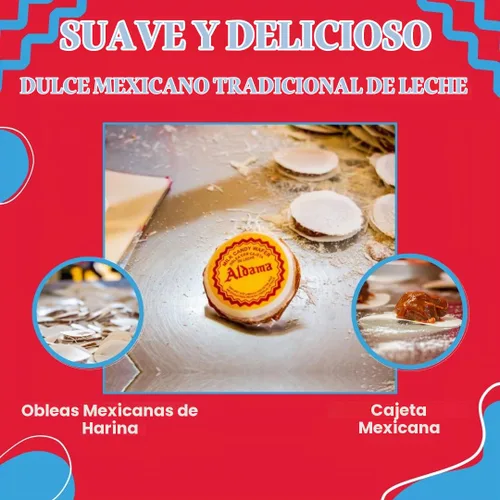 Vista 6 de ALDAMA Mini obleas de caramelo de leche Obleas – Dulces tradicionales mexicanos de oblea de cajeta, envueltos individualmente