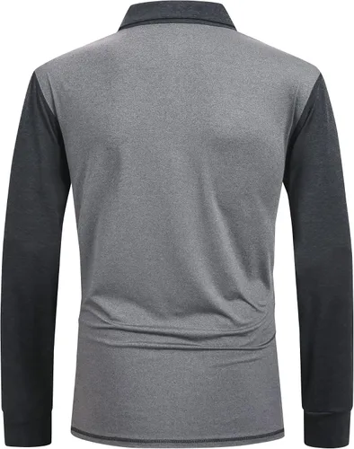 Vista 2 de SWISSWELL Polo de manga larga para hombre, camisas de golf con cuello para trabajo, casual, oficina, para trabajo