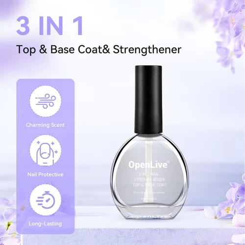 Vista 2 de OpenLive Perfume fortalecedor de uñas de secado rápido, resistente reparaciones endurecedor de uñas dañado, brillo de larga duración para uñas, 0.6