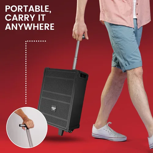 Vista 6 de PWMA899A - Sistema de altavoz Bluetooth inalámbrico portátil de 8 pulgadas, batería recargable incorporada, micrófono inalámbrico, USB/Micro SD/FM