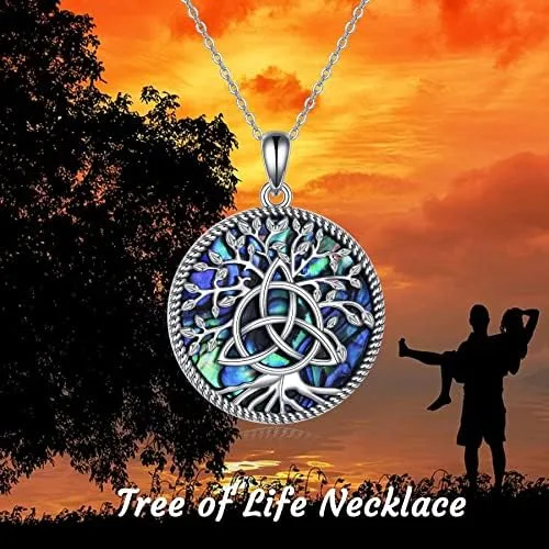 Vista 3 de VENACOLY Tree of Life Necklace MoonDNA Necklace Sterling Silver Family Tree Pendant Celtic Jewelry for Women Men