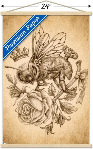 Vista 3 de Trends International Brigid Ashwood - Sepia Bee and Rose Wall Poster with Magnetic Frame
