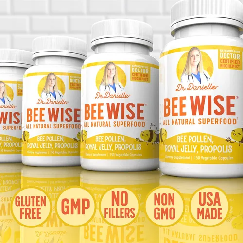 Vista 6 de Dr. Danielle's Bee Well (jalea real 0.05 oz, propóleo 0.035 oz, polen de abeja 0.026 oz) en 4 cápsulas diarias