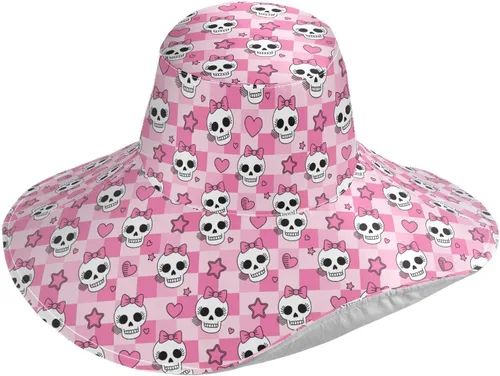 Vista 10 de MNSRUU Wide Brim Hats Skull Sun Hat Packable Sun Visors Floppy Summer Beach Hat for UV Protection