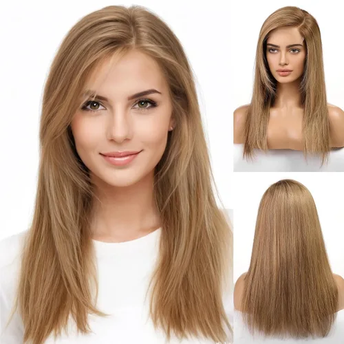 Vista 15 de KKU Pelucas de cabello humano de 16 pulgadas para mujer, peluca de cabello lacio en capas con flequillo, realismo natural, pelucas de cabello real