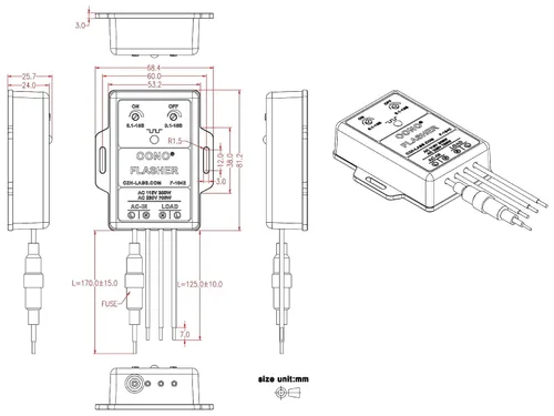 Vista 4 de Módulo Intermitente Parpadeante de 3 Amperios AC 100-240V OONO