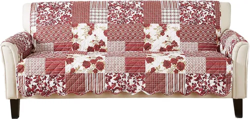 Vista 40 de Great Bay Home Funda reversible de retazos reclinable, lavable, protector de muebles con correas elásticas, perfecta para niños y mascotas, detalle