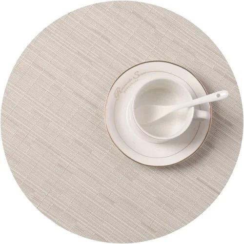 Vista 3 de SHACOS Juego de 5 manteles individuales pequeños en forma de cuña con centro de mesa, resistentes al calor, lavables (5, beige)