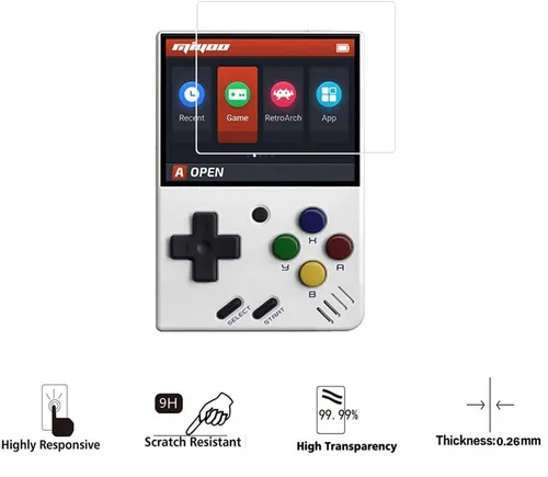 Vista 2 de Zshion - Protector de pantalla compatible con Miyoo Mini Plus, película protectora de vidrio templado de dureza 9H, resistente a los arañazos