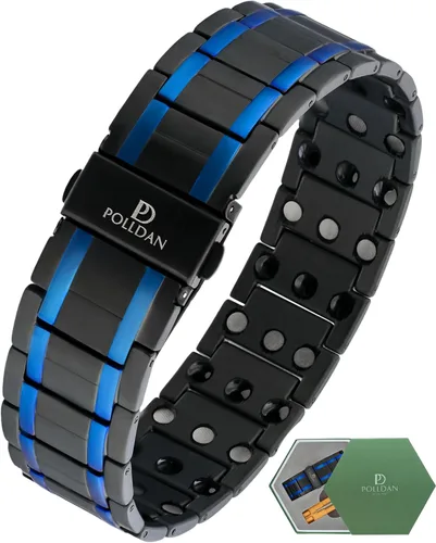 Vista 9 de Pulsera magnética para hombre, 6200 Gauss Power, elegante titanio negro con cierre de metal y longitud ajustable, 3 veces de fuerza, regalo para él