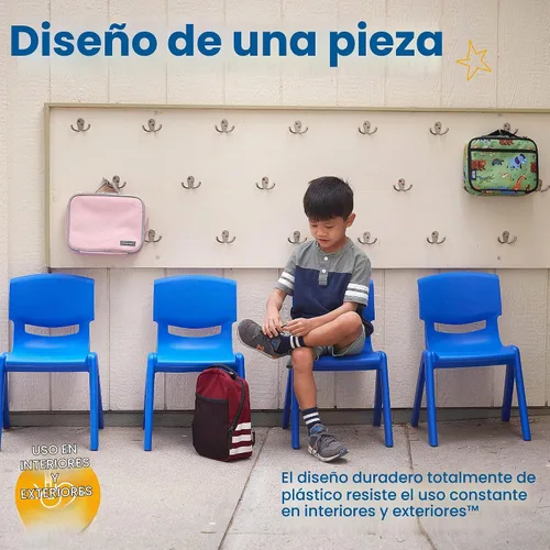 Vista 4 de ECR4Kids Silla apilable de plástico de 12 pulgadas, muebles de aula, azul, 10 piezas Plástico duradero, certificado GREENGUARD Gold, 4-6 años