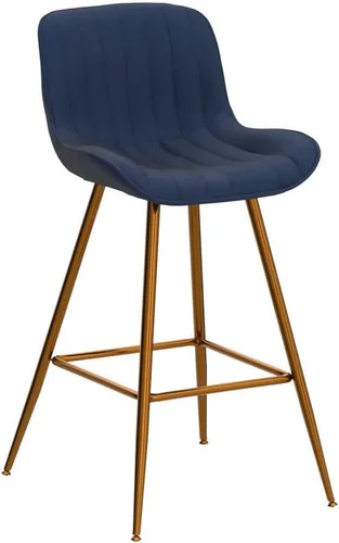 Vista 4 de Sidanli Blue - Juego de 2 taburetes de bar de terciopelo de 24 pulgadas con reposapiés, sillas de bar modernas para el hogar, isla de cocina, comedor