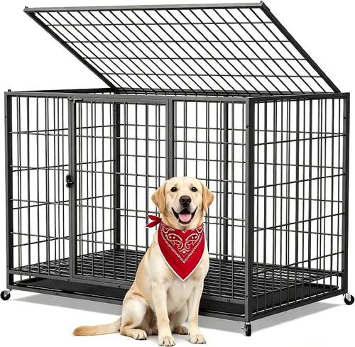 Vista 8 de Black 27 Inch Heavy Duty Large Dog Crate,Indestructible Dog Kennel Indoor