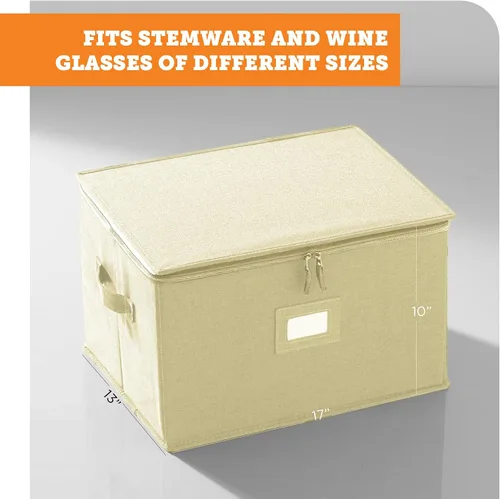 Vista 8 de storageLAB Contenedores de almacenamiento para copas de vino, organizador de carcasa dura para juegos de copas y cristalería, caja de almacenamiento