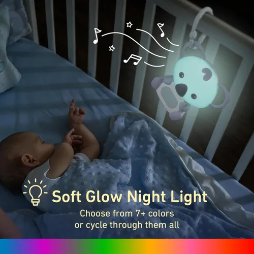 Vista 3 de Pure Enrichment PureBaby - Máquina de sonido de koala colgante, ayuda portátil para dormir, luz nocturna y anillo colgante desmontable, ruido