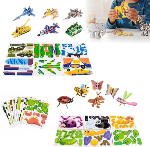 Vista 11 de Juego de rompecabezas de papel de insectos creativo 3D de bricolaje, 100 piezas educativas 3D de animales, rompecabezas de insectos inteligentes