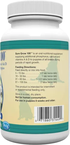 Vista 6 de Suplemento para perros Sure Grow, 100 comprimidos